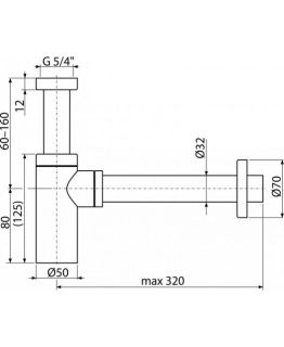 Сифон для раковины AlcaPlast Design белый цельнометаллический круглый ?32 A400B
